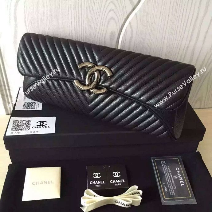 Chanel A94344 deerskin large black handbag clutch bag 6014