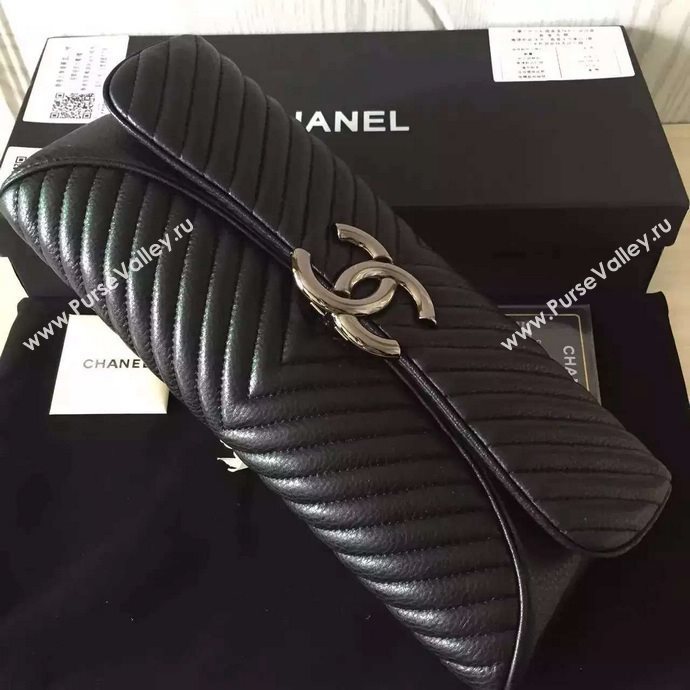 Chanel A94344 deerskin large black handbag clutch bag 6014