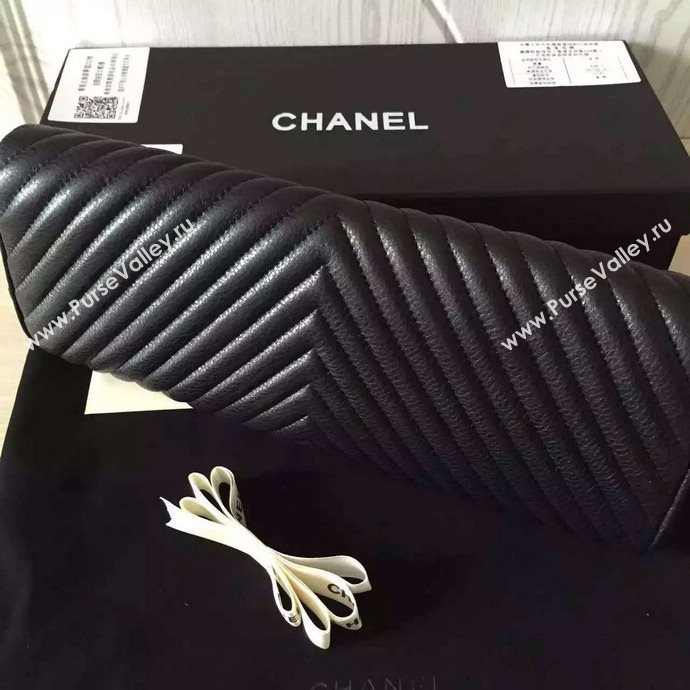 Chanel A94344 deerskin large black handbag clutch bag 6014