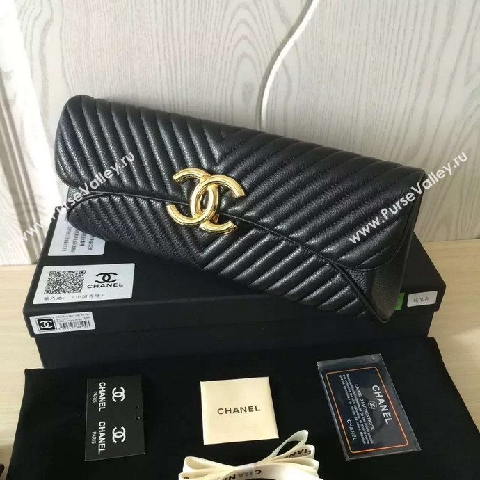 Chanel A94344 deerskin large black handbag clutch bag 6015