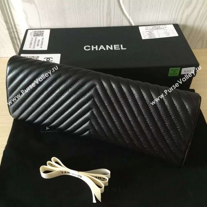 Chanel A94344 deerskin large black handbag clutch bag 6015