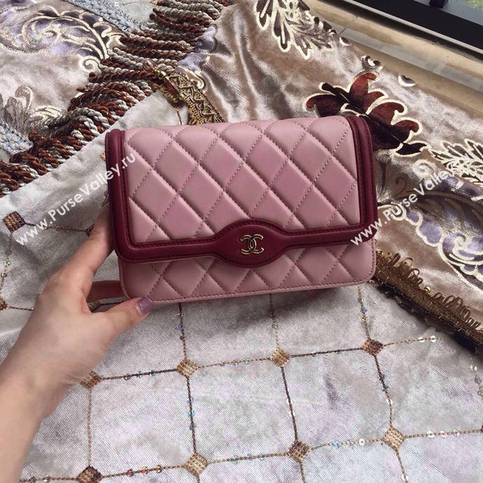 Chanel A33819 lambskin small le boy woc handbag pink bag 6017