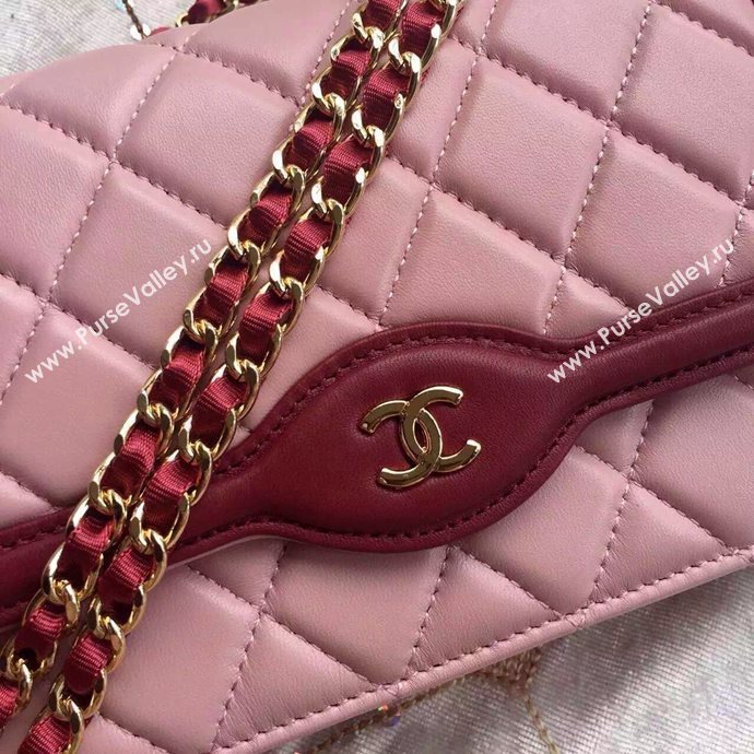 Chanel A33819 lambskin small le boy woc handbag pink bag 6017