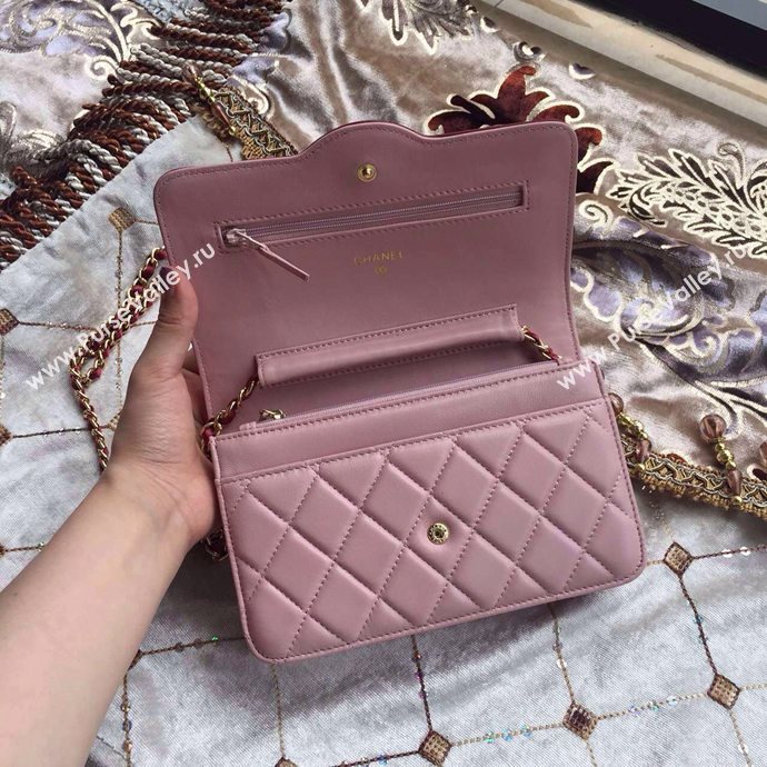 Chanel A33819 lambskin small le boy woc handbag pink bag 6017