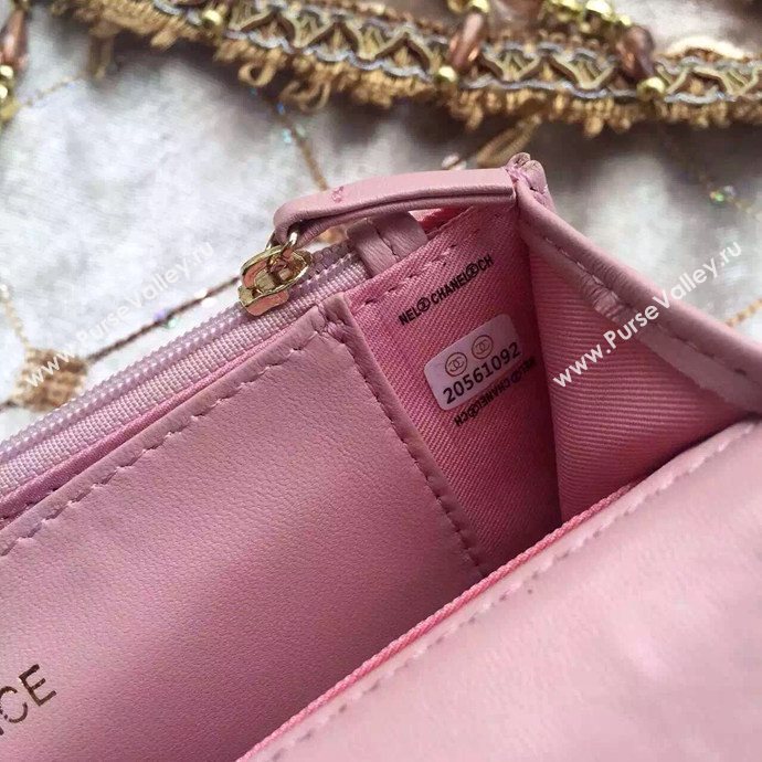 Chanel A33819 lambskin small le boy woc handbag pink bag 6017