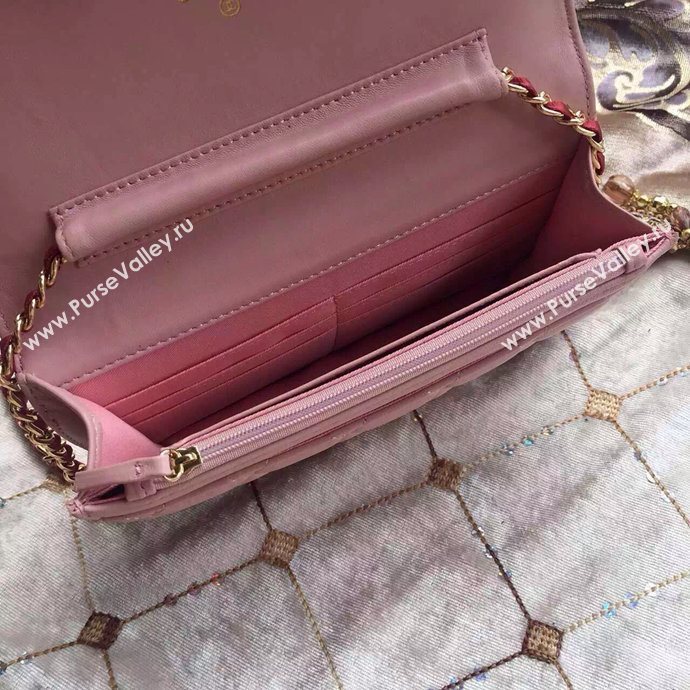 Chanel A33819 lambskin small le boy woc handbag pink bag 6017