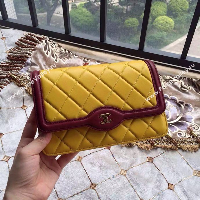 Chanel A33819 lambskin small woc handbag yellow bag 6018