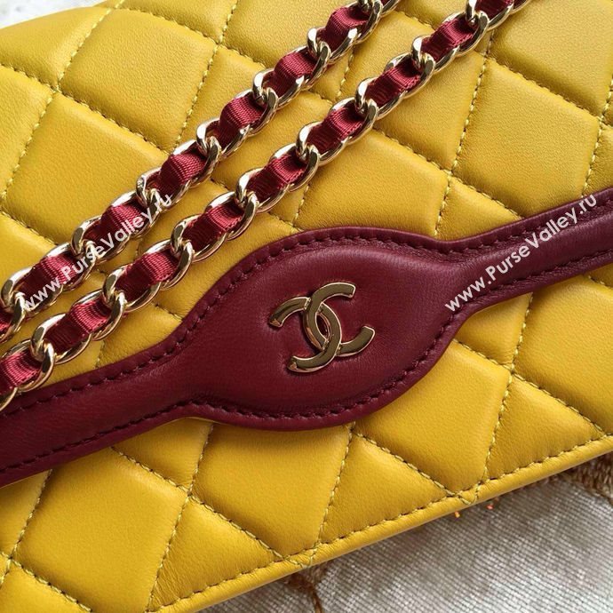 Chanel A33819 lambskin small woc handbag yellow bag 6018