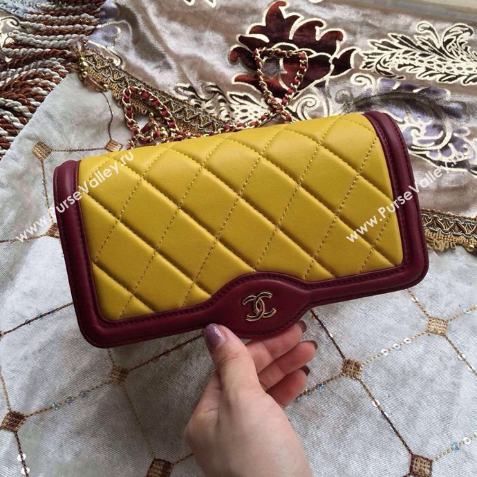 Chanel A33819 lambskin small woc handbag yellow bag 6018