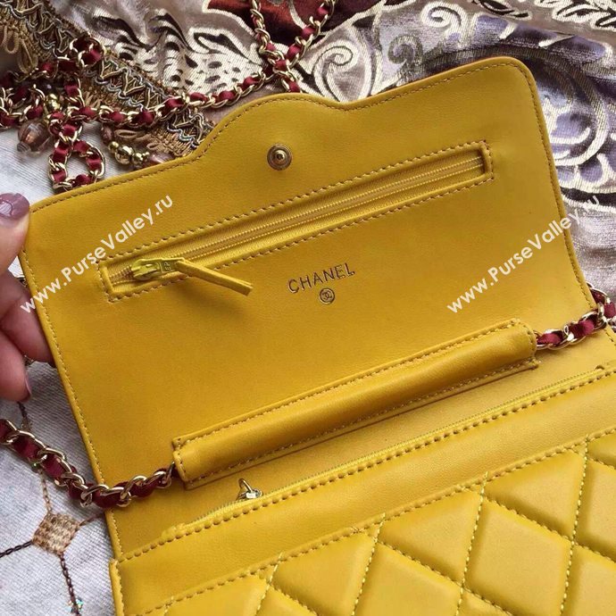Chanel A33819 lambskin small woc handbag yellow bag 6018