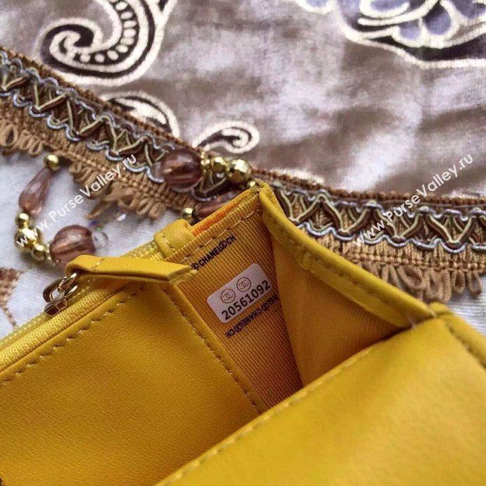 Chanel A33819 lambskin small woc handbag yellow bag 6018