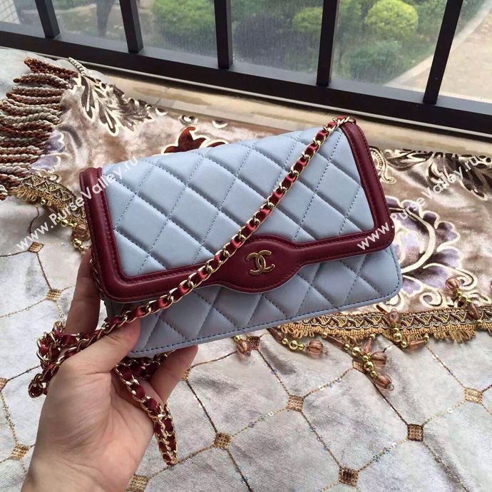 Chanel A33819 lambskin small woc handbag blue bag 6019