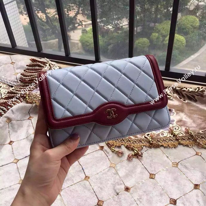 Chanel A33819 lambskin small woc handbag blue bag 6019