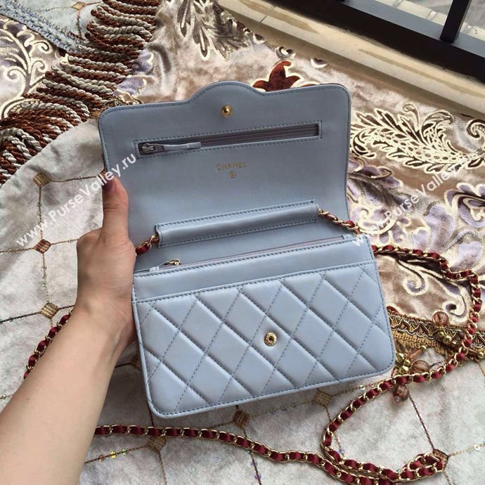 Chanel A33819 lambskin small woc handbag blue bag 6019