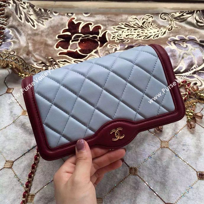 Chanel A33819 lambskin small woc handbag blue bag 6019