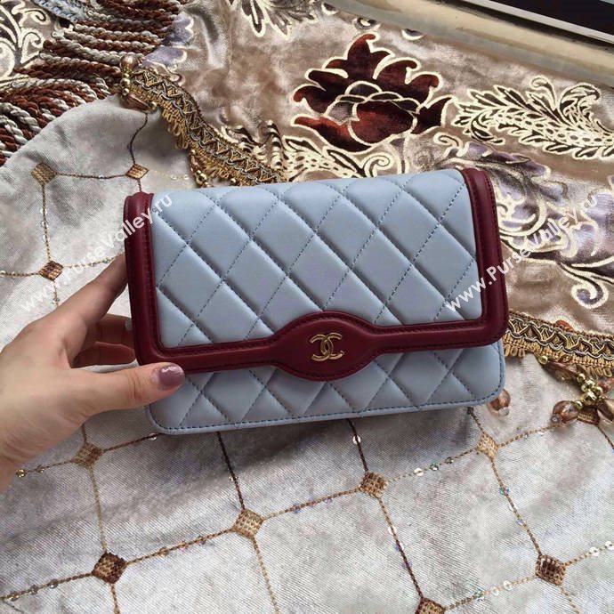 Chanel A33819 lambskin small woc handbag blue bag 6019