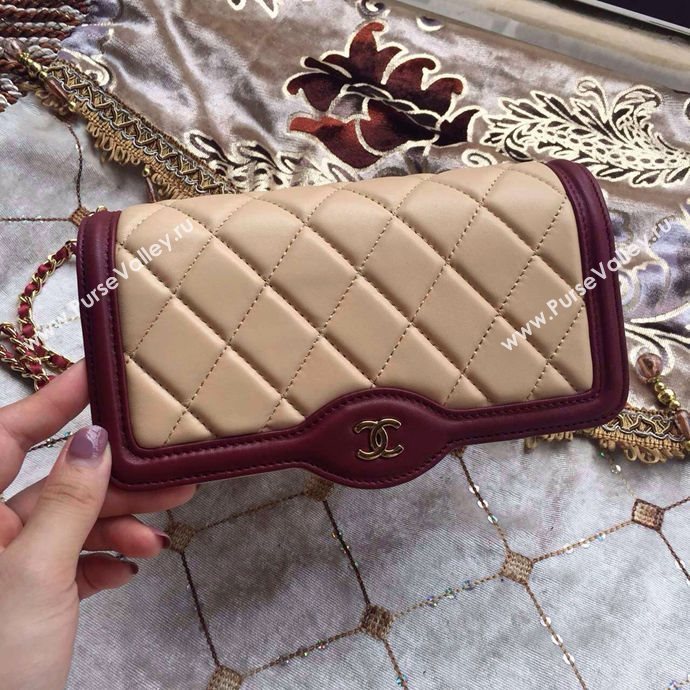 Chanel A33819 lambskin small woc handbag apricot bag 6020