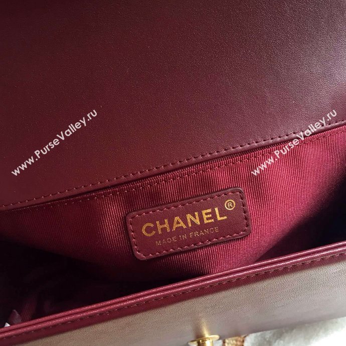 Chanel A67086 lambskin medium le boy handbag wine bag 6021