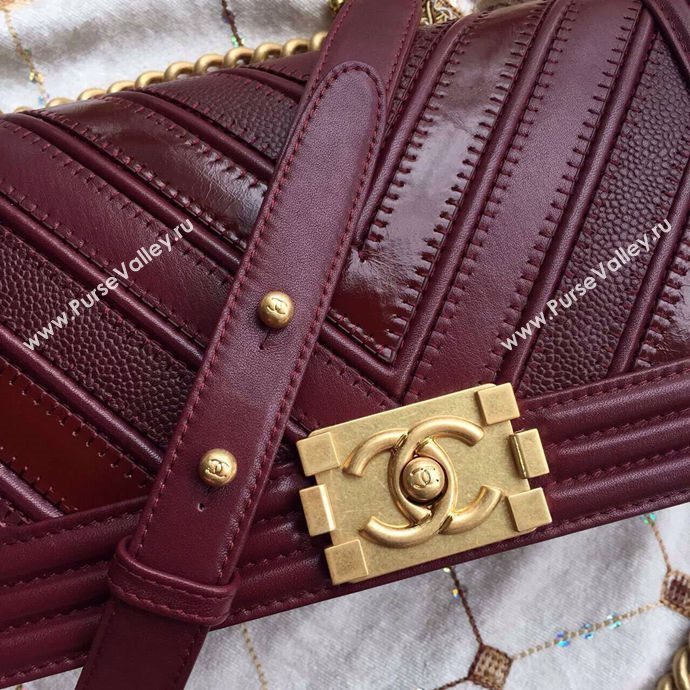 Chanel A67086 lambskin medium le boy handbag wine bag 6021