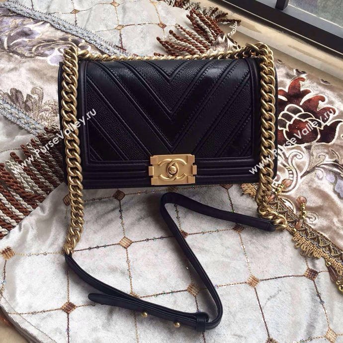 Chanel A67086 lambskin medium le boy handbag black bag 6022