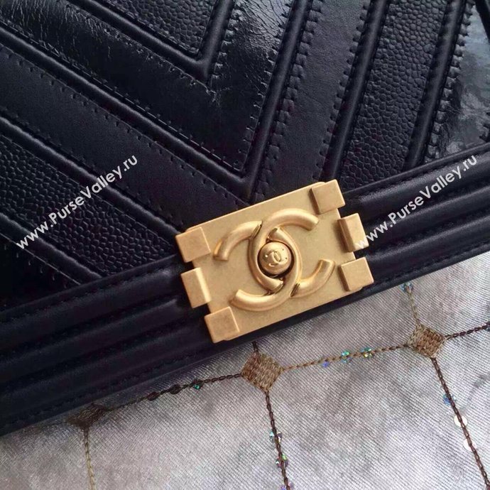 Chanel A67086 lambskin medium le boy handbag black bag 6022