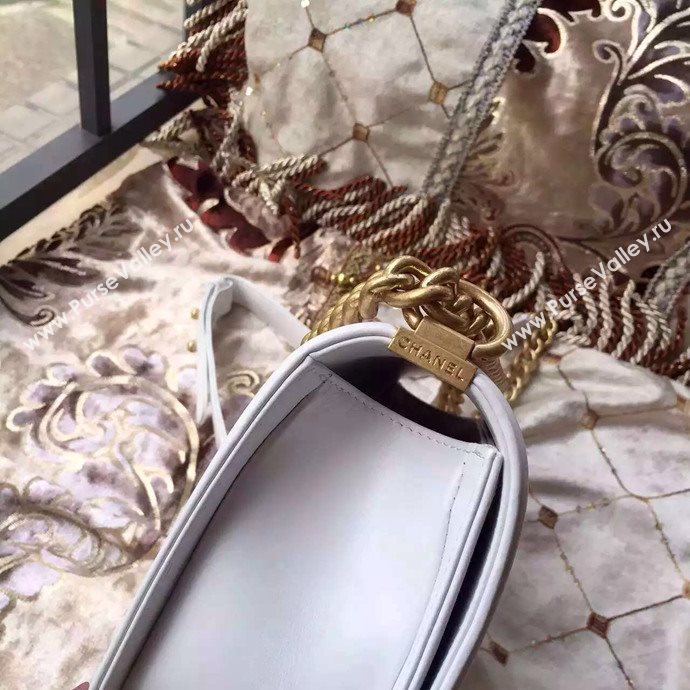 Chanel A67086 lambskin medium le boy handbag white bag 6023