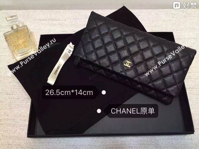 Chanel A67011 caviar large clutch handbag black bag 6024