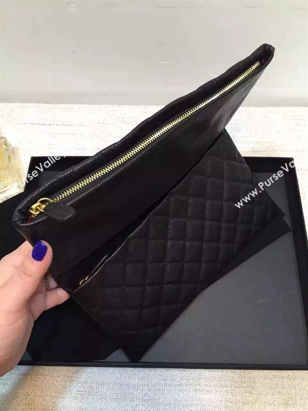 Chanel A67011 caviar large clutch handbag black bag 6024