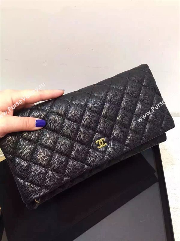 Chanel A67011 caviar large clutch handbag black bag 6024