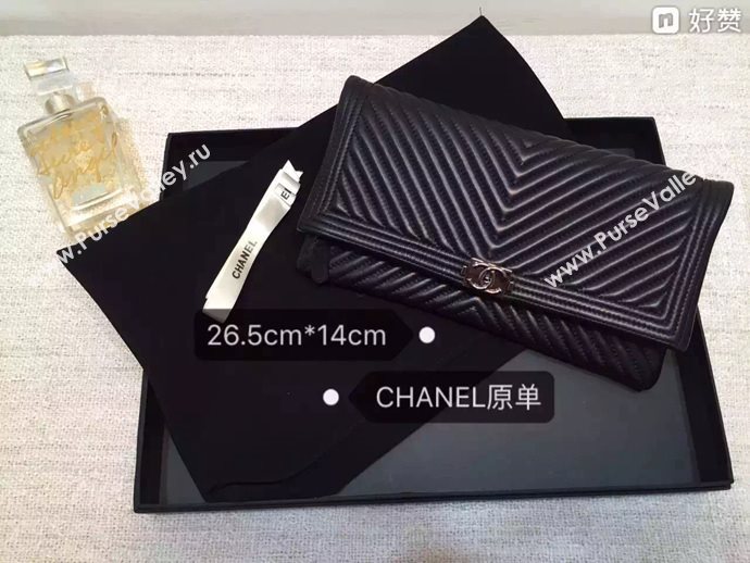 Chanel A67011 caviar large clutch handbag black bag 6025