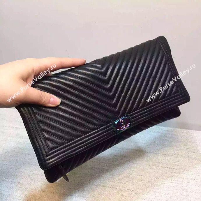 Chanel A67011 caviar large clutch handbag black bag 6026