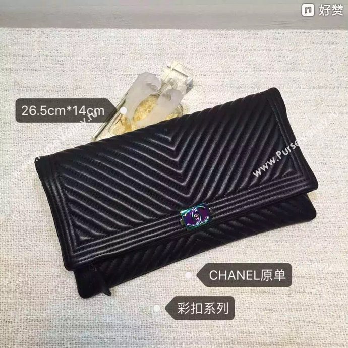 Chanel A67011 caviar large clutch handbag black bag 6026