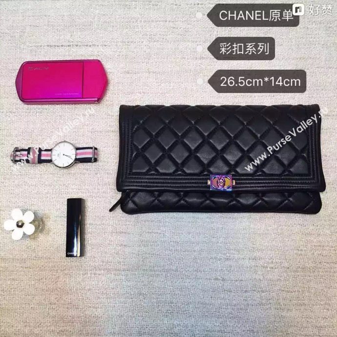 Chanel A67011 caviar large clutch handbag black bag 6027