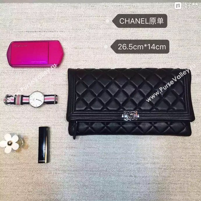 Chanel A67011 caviar large clutch handbag black bag 6028