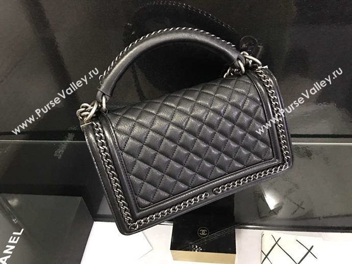 Chanel A67086 deerskin chain le boy handbag black bag 6029