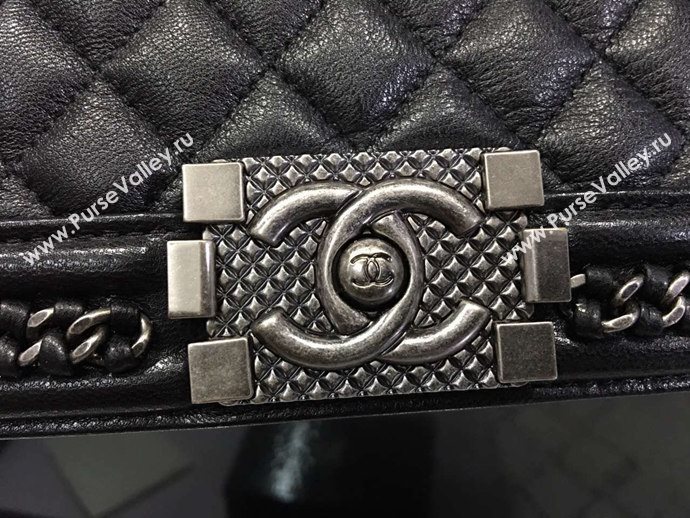 Chanel A67086 deerskin chain le boy handbag black bag 6029