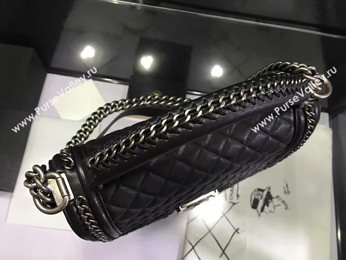 Chanel A67086 deerskin chain le boy handbag black bag 6029