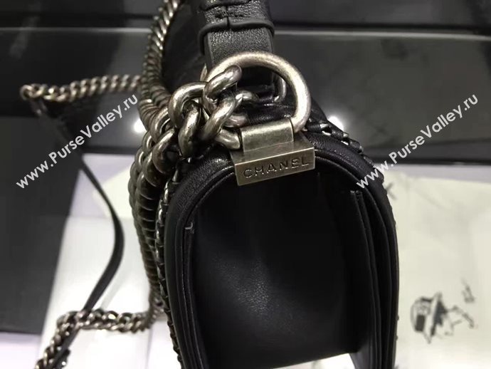 Chanel A67086 deerskin chain le boy handbag black bag 6029