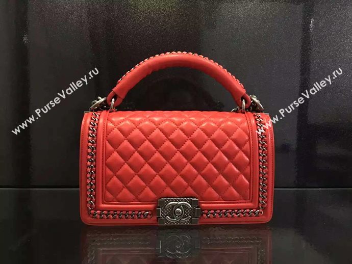 Chanel A67086 deerskin chain le boy handbag red bag 6030