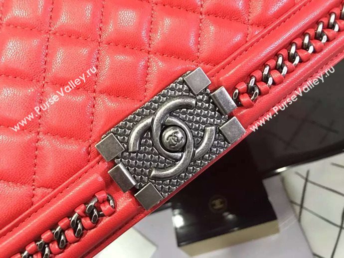 Chanel A67086 deerskin chain le boy handbag red bag 6030