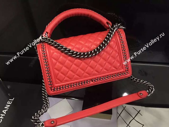 Chanel A67086 deerskin chain le boy handbag red bag 6030