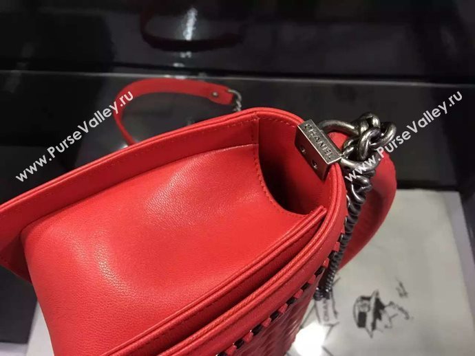 Chanel A67086 deerskin chain le boy handbag red bag 6030