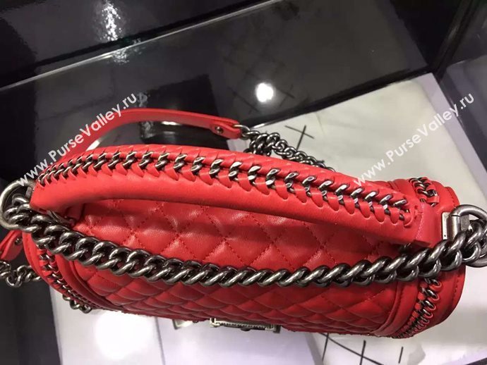 Chanel A67086 deerskin chain le boy handbag red bag 6030