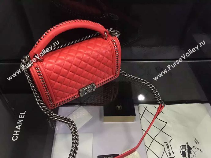 Chanel A67086 deerskin chain le boy handbag red bag 6030