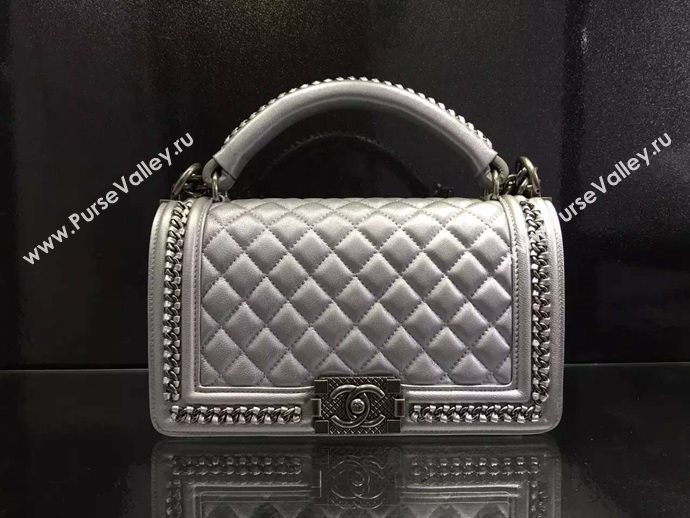 Chanel A67086 deerskin chain le boy handbag gray bag 6031
