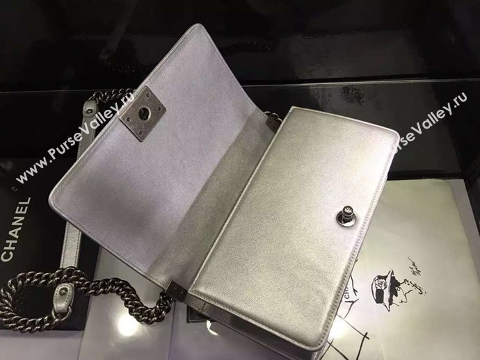 Chanel A67086 deerskin chain le boy handbag gray bag 6031