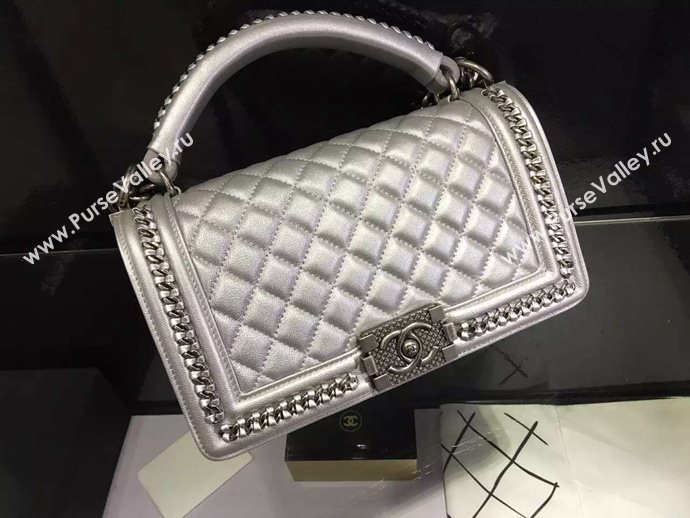 Chanel A67086 deerskin chain le boy handbag gray bag 6031