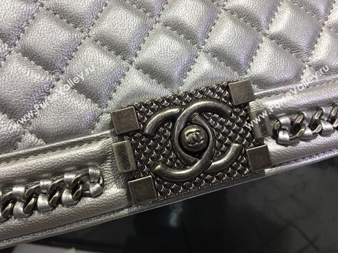 Chanel A67086 deerskin chain le boy handbag gray bag 6031