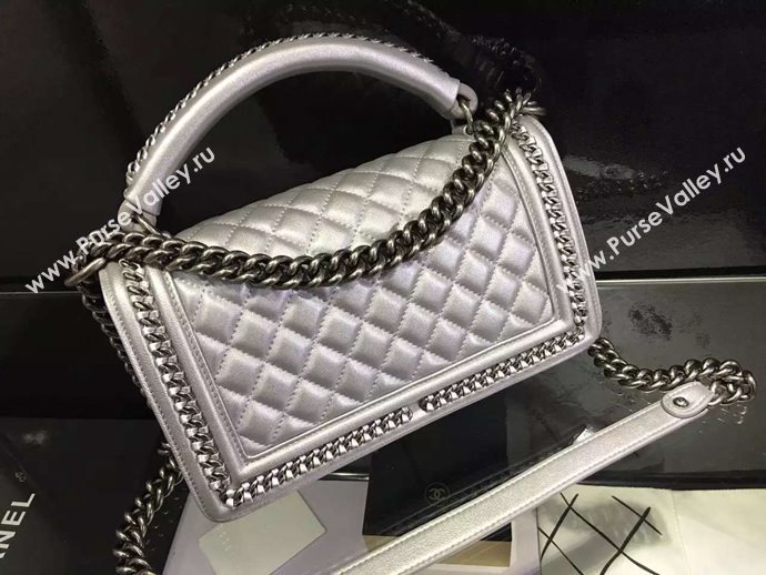 Chanel A67086 deerskin chain le boy handbag gray bag 6031