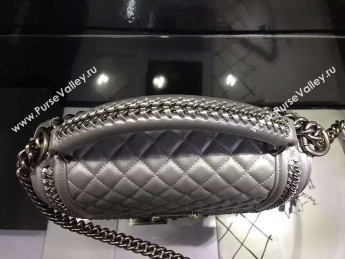 Chanel A67086 deerskin chain le boy handbag gray bag 6031